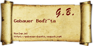 Gebauer Beáta névjegykártya