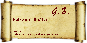 Gebauer Beáta névjegykártya